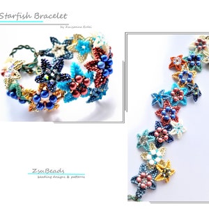 Beading Tutorial / Pattern Starfish Bracelet with seed beads - Instant download PDF instructions, ZsuBeads design