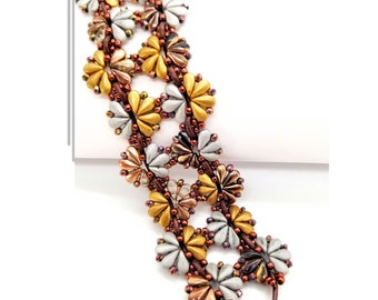Beading Tutorial / Pattern Gerbera Bracelet with DropDuo  bead and leather cord - Instant download PDF instructions, ZsuBeads design