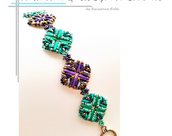 Beading Tutorial / Pattern Hawaiian Quilt Square Bracelet with demi beads - Instant download PDF instructions, ZsuBeads design