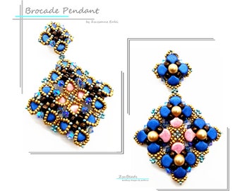 Tutorial de abalorios / Patrón Colgante de brocado reversible con cuentas de ginkgo - Instrucciones en PDF de descarga instantánea, diseño ZsuBeads