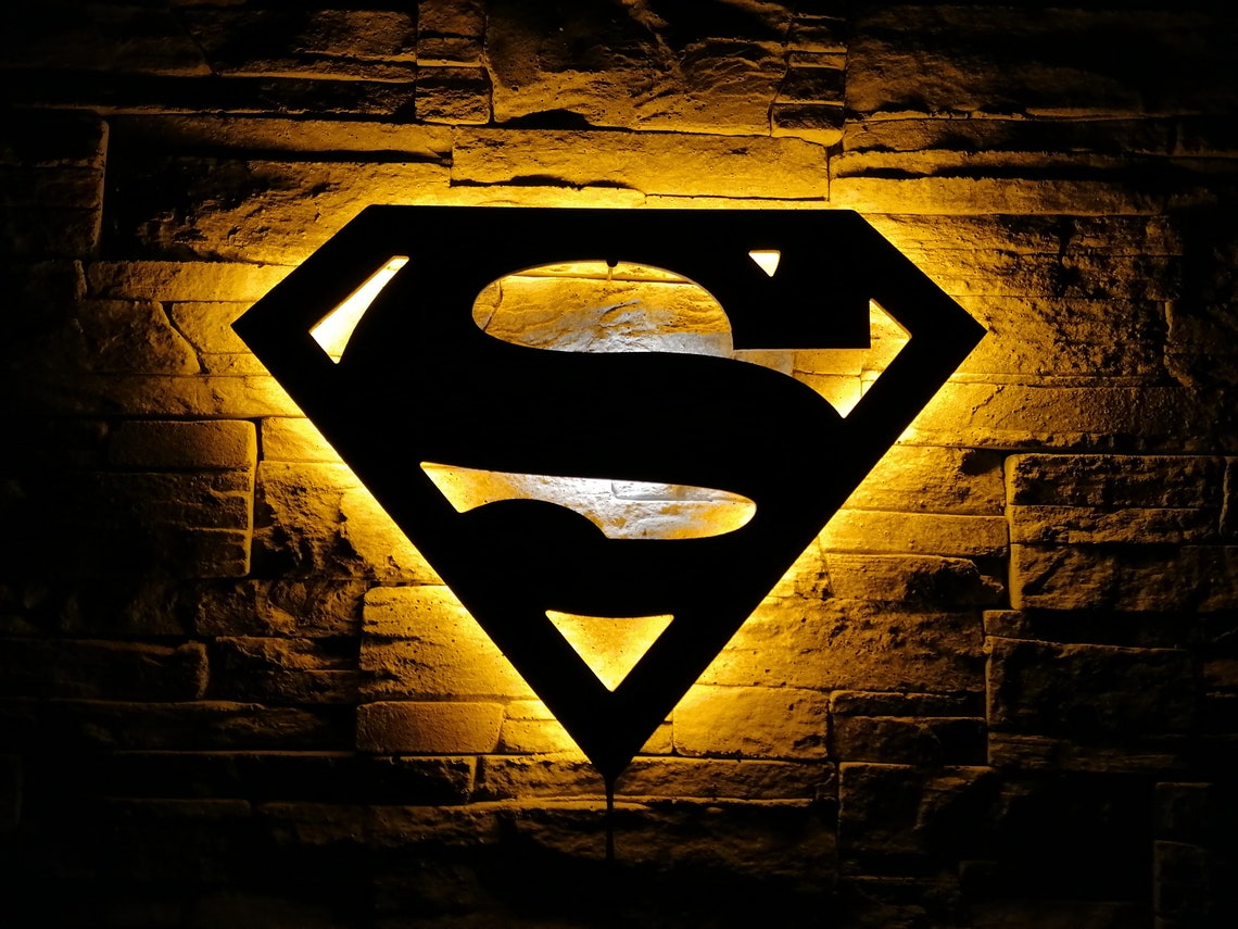 Superman Logo Wall Hangings Superhero Gift Wall Art Led Sign Etsy