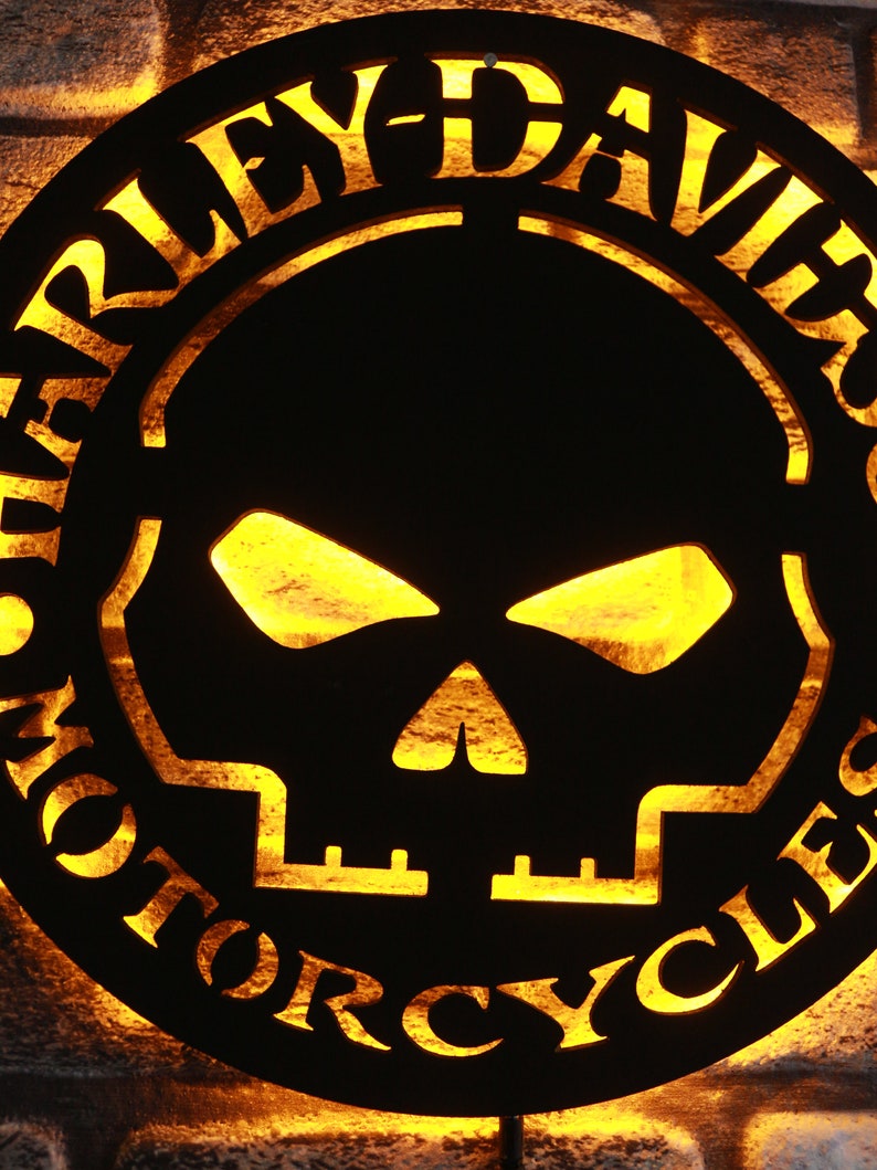 Harley Davidson Wall Artlighted Harley Davidsonbirhday Etsy