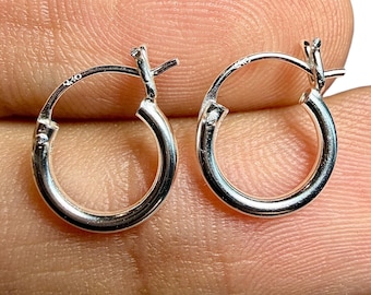 Sterling Silver Hoop Earrings, 10mm Small Hoops, Hypoallergenic Nickel-Free Minimalist Jewelry
