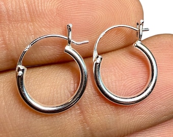Sterling Silver Hoop Earrings, 12mm Small Hoops, Hypoallergenic Nickel-Free Minimalist Jewelry