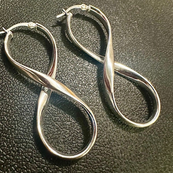 925 Sterling Silver Infinity Symbol Twist Hoop Earrings for Women Figure 8 Gift