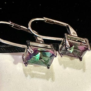Mystic Topaz Drop Dangle Silver Earrings for Women