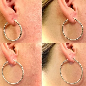 925 Sterling Silver Hoop Earrings Men Women Small Medium Large, Hoops Earrings Silver 25mm 30mm 35mm 40mm