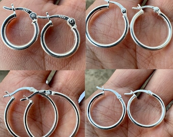 Sterling Silver Hoops, 925 Sterling Silver Hoop Earrings, Round Hoop Earrings, Pierced Earrings, Silver Earrings, 13mm, 18mm, 23mm, 35mm