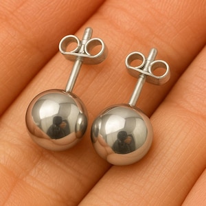 12mm Sterling Silver Ball Stud Earrings • 925 Silver Round Earrings for Women Men • Hypoallergenic Minimalist Jewelry Gift Idea