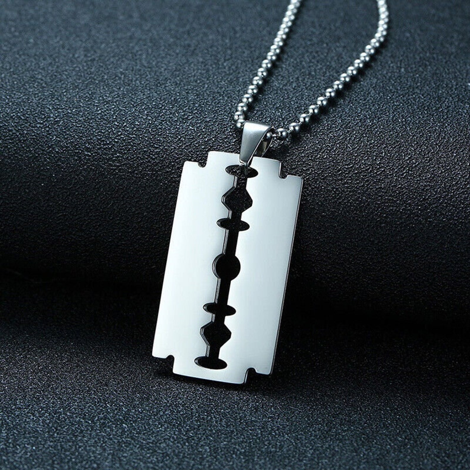 Razor Blade Pendant Necklace Stainless Steel Pendant Etsy