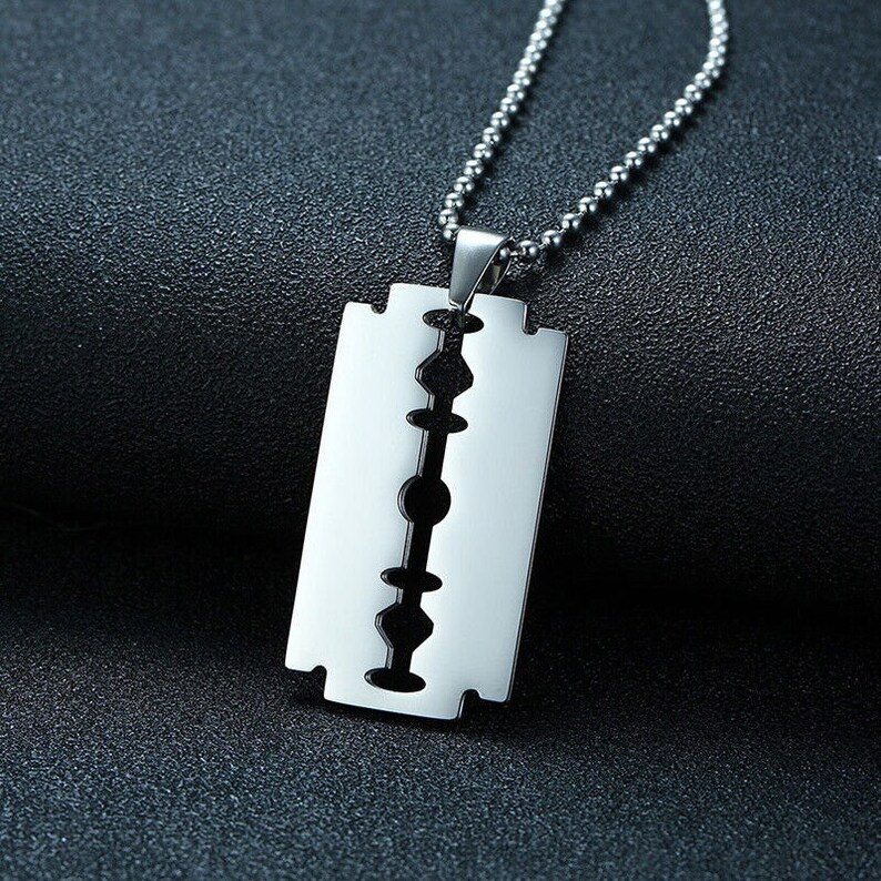 Razor Blade Pendant Necklace Stainless Steel Pendant Etsy