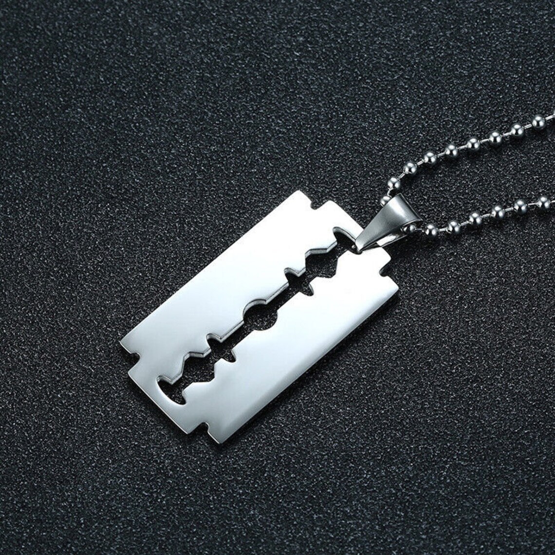 Razor Blade Pendant Necklace Stainless Steel Pendant Etsy
