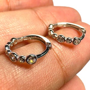 Sterling Silver 925 Zircon Hoop Earrings | Dainty Huggie Hoops | Minimalist Everyday Jewelry | Gift for Her | Elegant Small Hoops