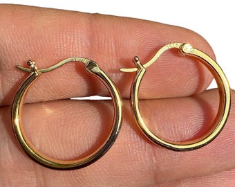 Pendientes de aro dorados de 30 mm, chapados en oro de 18 quilates y plata de ley 925, aros redondos con bisagra, regalo ideal para cualquier ocasión.