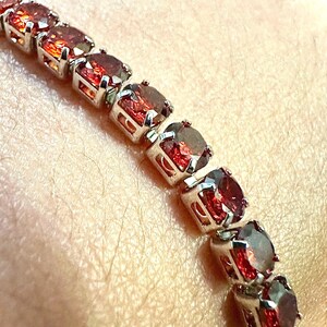 Ruby CZ Tennis Bracelet 7.5 Inch 18K White Gold Plated Sparkling Elegant Women’s Jewelry Gift for Her