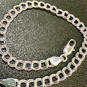 925 Sterling Silver Bracelet or Anklet for Women & Men | 5MM Double Link Italy Chain | Real Silver Charm Jewelry