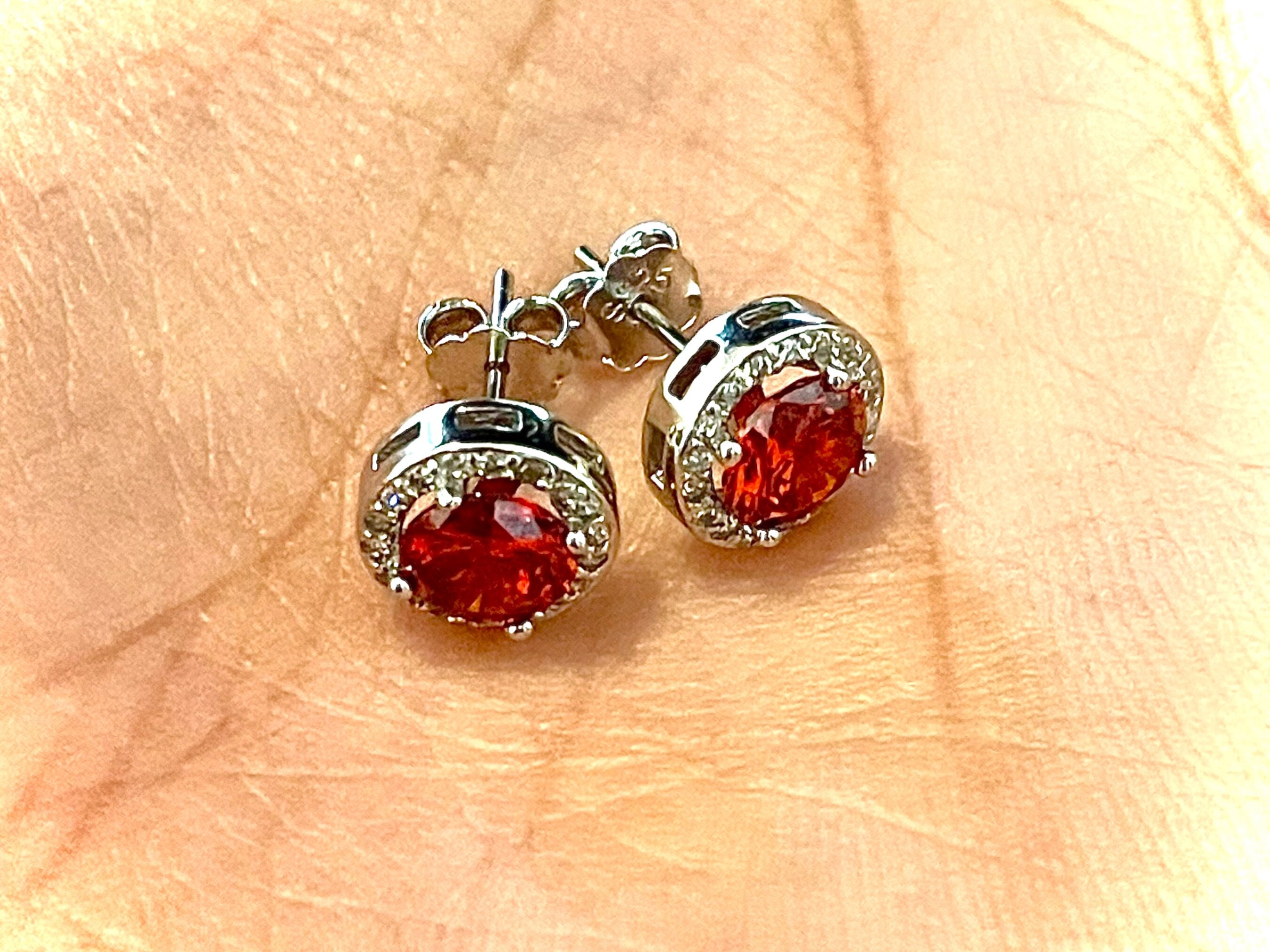 Medium Everyday Post Earrings in Ruby *PREORDER* Antiqued Silver