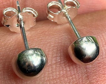 Pendientes de bola, 5 mm, plata de ley 925, media bola, regalo de joyería minimalista para el día a día.