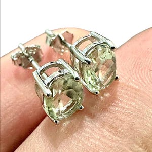 Stunning Green Amethyst Stud Earrings 7x4mm Oval CZ Sparkle 925 Sterling Silver Women’s Elegant Jewelry Gift for Her