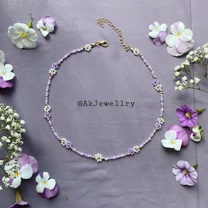 Flower necklace “viola” | Purple flower necklace