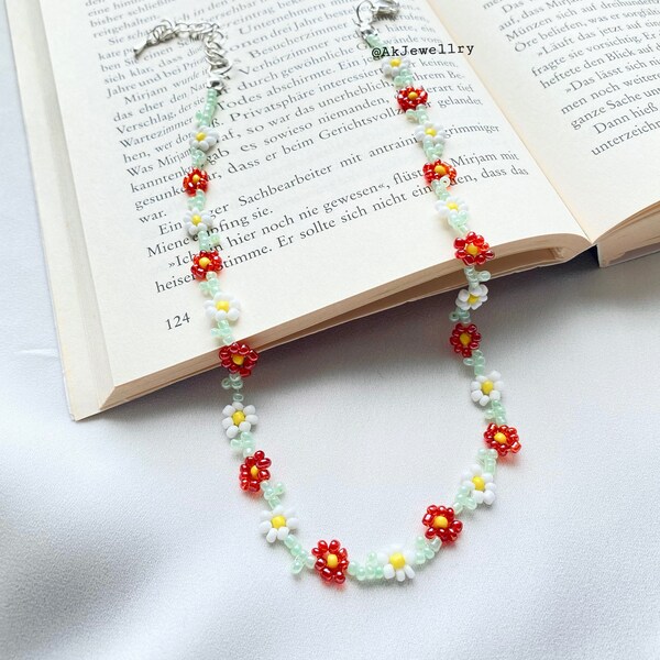 Zierliches Blumenchoker “hotpepper” | red  Flower choker