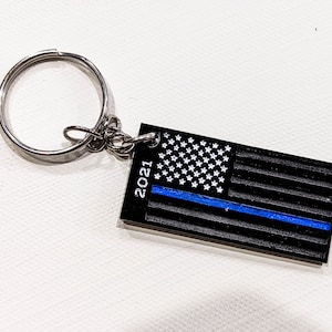 Blue Line Flag Keychain
