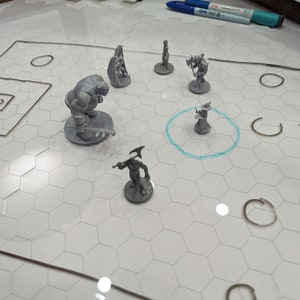 Grade de apagamento a seco de uma polegada em acrílico transparente hexagonal para D&D, jogos de guerra, Pathfinder