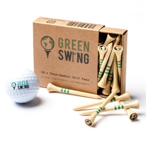 Green Swing Bamboo Golf Tees 70mm | Strong Sustainable Biodegradable | 30pcs