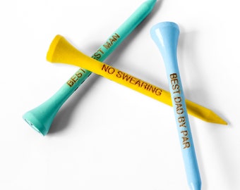 Green Swing Personalised Bamboo Golf Tees 70mm | Strong Sustainable Biodegradable | Perfect Golf Gift