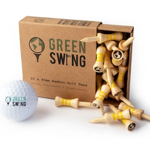 Green Swing Bamboo Golf Tees 45mm | Strong Sustainable Biodegradable | 20pcs