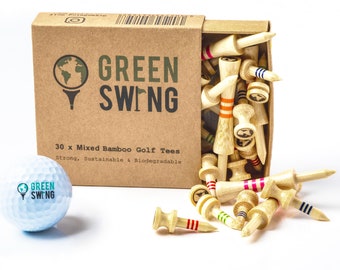 Green Swing Bamboo Golf Tees Mixed | Strong Sustainable Biodegradable | 30pcs