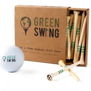 Green Swing Bamboo Golf Tees 83mm | Strong Sustainable Biodegradable | 30pcs
