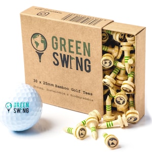 Green Swing Bambus Golf Tees 25mm | Stark Nachhaltige Biologisch abbaubar | 30 Stück