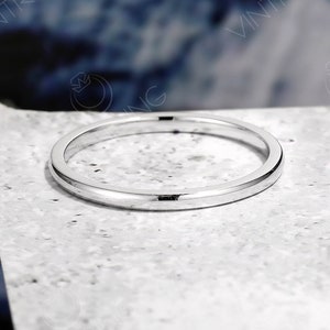 Simple Wedding Band, Plain White Gold Wedding Band, Minimalist Ring Solid Gold, Delicate Wedding Band, Thin Wedding Band, Stacking Ring