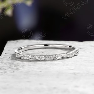 Unique Leaf Wedding Band,14k White Gold Matching Band,Plain Gold Branch Ring,Nature Inspired Leaf Ring,Women's Wedding band,Promise ring