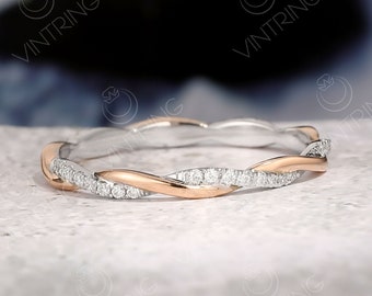 Twist Wedding Band, Infinity Wedding Band, Two Tone Ring for Women