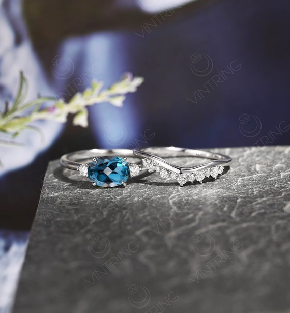 VINTAGE 10KT SQUARE BLUE TOPAZ RING WITH A DIAMOND HALO SIZE 7 | eBay