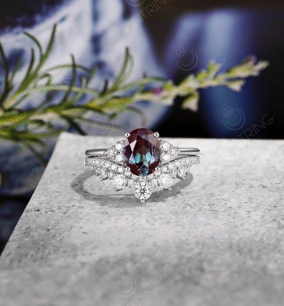 Buy Round Shaped Alexandrite Ring Vintage Alexandrite Engagement Ring Solid  14k Rose Gold Ring Infinity Diamond Halo Ring Women Dainty Jewelry Online  in India - Etsy