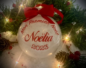 Boule premier noël personnalisée prenom