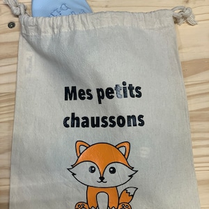 Sac pochon à chaussons à ficelles personnalisé prénom