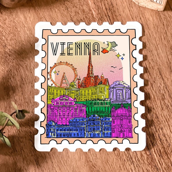 Vienna, Austria sticker, colorful, Vienna illustration, Gift, waterproof sticker