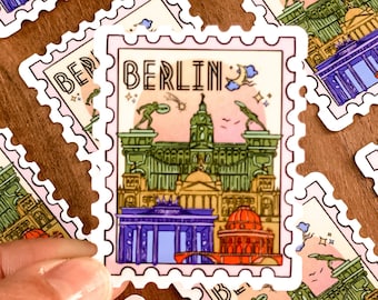 Berlin Germany Sticker, Travel Stickers, Berlin Germany Skyline Sticker, Germany stickers, Country stickers, waterproof water bottle laptop