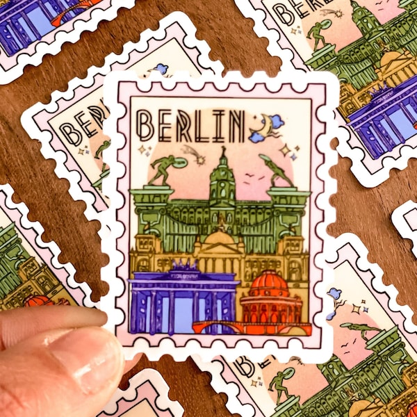 Berlin Germany Sticker, Travel Stickers, Berlin Germany Skyline Sticker, Germany stickers, Country stickers, waterproof water bottle laptop