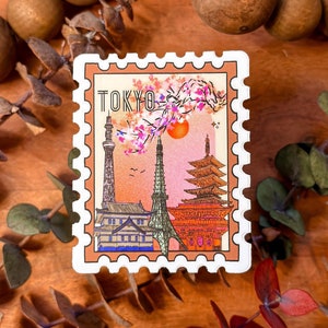 Sticker skyline Tokio, sticker Japan, stickers steden en reizen, Aziatische stickers Waterdicht, vinyl, vaatwasmachinebestendig, laptop, waterfles, Aziatische stickers