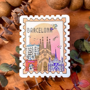 Sticker Barcelone, Espagne, Sticker Barcelone, Sticker ligne d'horizon de Barcelone, Sticker Espagne