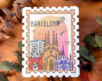 Barcelona Skyline Sticker, Spain Travel Decal