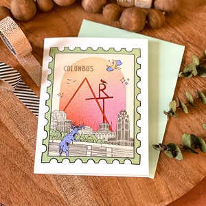 Carte de vœux Columbus, carte postale Columbus, cadeau Columbus State, carte de vœux de carte postale de voyage, cadeau ohio, Columbus Ohio