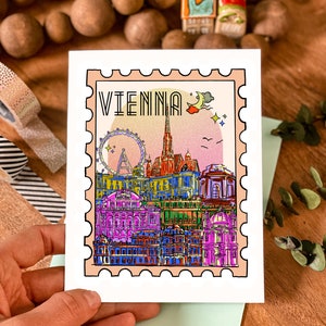 Wien Grußkarte, Postkarte, Reisepostkarte Grußkarte, Wien, Österreich