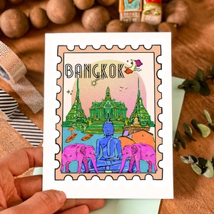 Carte de voeux Bangkok, carte postale, carte de voeux carte postale de voyage, Bangkok, Thaïlande