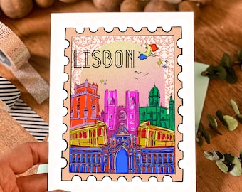 Lisbon Portugal Greeting Card, Travel Gift